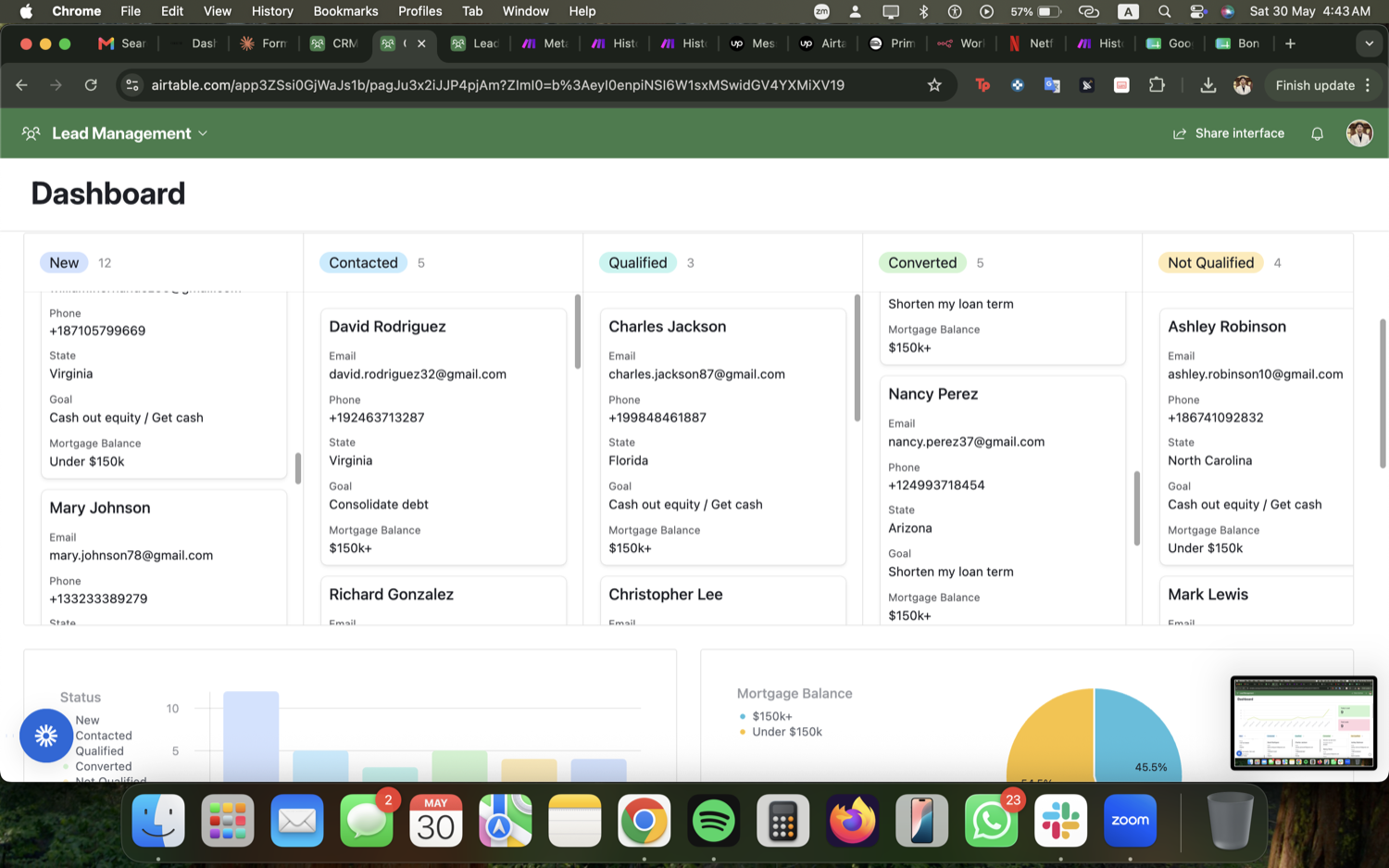 Airtable CRM & Lead Dashboard - Mortgage Funnel + Make.com screenshot 3